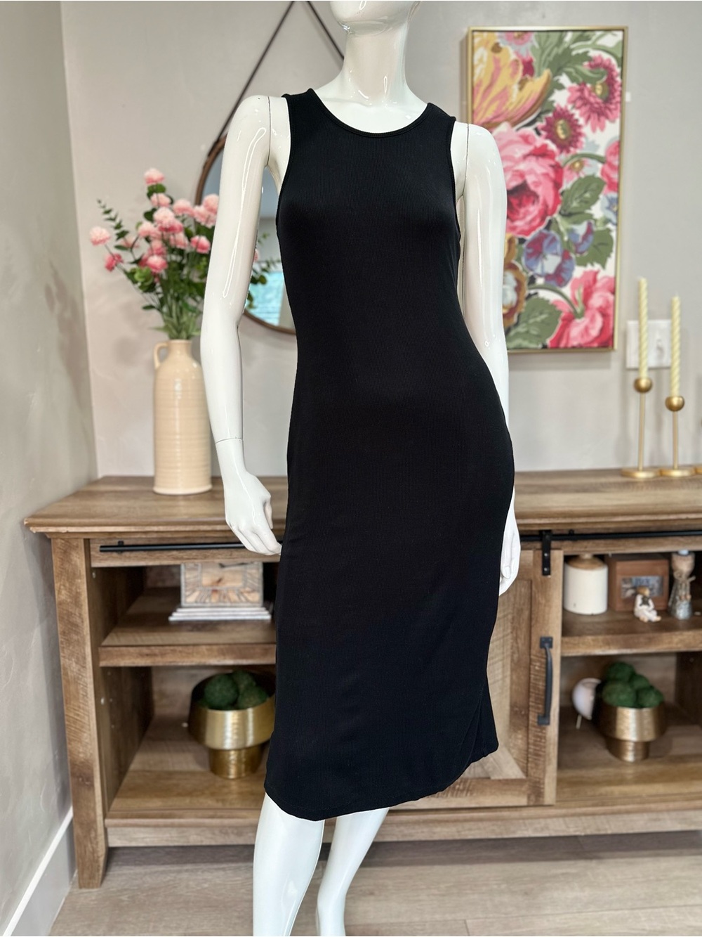 MARINE LAYER
Black Lexi Rib Daytime Midi Dress SzM Summer Sleeveless